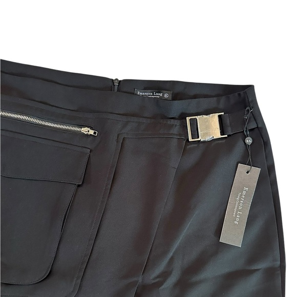 Emerson Lang Young Contemporary Black Buckle Belt Mini Skirt Size XL NWT - Picture 10 of 17